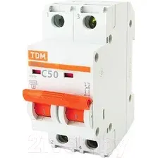 Выключатель автоматический TDM ВА 47-29 2Р 50А (C) 4.5кА / SQ0206-0098