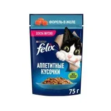 Felix Аппетитные кусочки для кошек (Форель в желе) 75 г