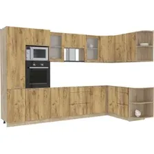 Готовая кухня Интерлиния Мила 1.68x3.2 правая без столешницы (дуб золотой/дуб золотой)