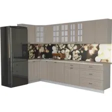 Готовая кухня Интерлиния Мила Деко 1.2x3.2 (луна/травертин серый)