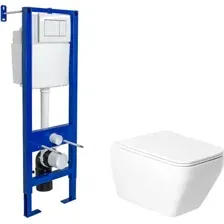 Унитаз подвесной с инсталляцией Saniteco KW-9010W  Berges АТОМ 410 040333 (с кнопкой)