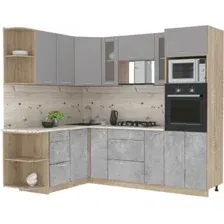 Готовая кухня Интерлиния Мила 1.88x2.4 левая (серебристый-бетон-бискайская сосна)