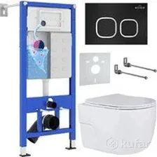 Унитаз подвесной Roxen Porto One Rimless 6 в 1 StounFix Dual Fresh 545591 (кнопка: черный матовый)