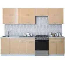 Готовая кухня Интерлиния Мила Gloss 60-28 (капучино)