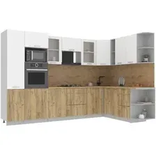 Готовая кухня Интерлиния Мила 1.88x3.2 правая (белый платинум/дуб золотой/дуб бунратти)