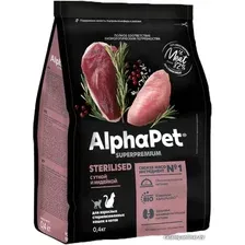 Сухой корм для кошек AlphaPet Superpremium Sterilised с уткой и индейкой 400 г