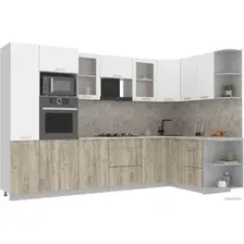 Готовая кухня Интерлиния Мила 1.68x3.2 правая (белый платинум/дуб серый/малага)