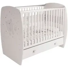 Классическая детская кроватка Polini Kids French 710, Teddy, с ящиком (белый)