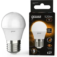 Лампа Gauss Шар шаг. диммирование E27 7W 3000К / 105102107-S