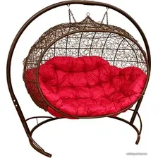 Подвесной диван M-Group Улей 11210206 (коричневый ротанг/красная подушка)