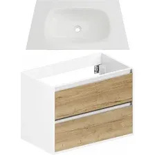 ЗОВ Тумба с умывальником Парма 70 P70LWP0MHMC1A + Oliveeka Flow F70WF (белый/галифакс)