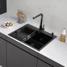 Кухонная мойка ARFEKA ECO AR мойка 600500, коландер, дозатор BLACK