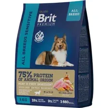 Корм сухой "Brit Premium"  для взр. собак всех пород с чувствительным пищ. с ягненком и индейко,3кг