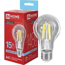 Светодиодная лампочка In Home LED-A60-deco 15 Вт 230В Е27 6500К 1480 Лм