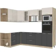 Готовая кухня Интерлиния Мила 1.68x2.6 левая без столешницы (вудлайн кремовый/антрацит)