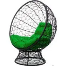 Кресло M-Group Кокос на подставке 11590404 (черный ротанг/зеленая подушка)