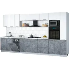 Готовая кухня Интерлиния Мила Gloss 3.8-ПМ3 (керамика/белый/белый гранит)