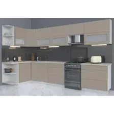 Готовая кухня Интерлиния Мила Матте 1.5x3.5 Б правая (луна-луна-травертин серый)