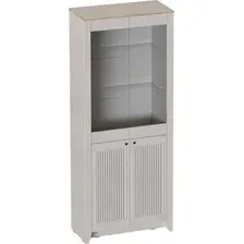 Шкаф-витрина Мебельград Валенсия двухдверный 900x416x2208 (персидский жемчуг/дуб натуральный светлый)