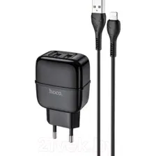 Зарядное устройство сетевое Hoco C77A + кабель AM-8pin Lightning / 6931474723567 (черный)