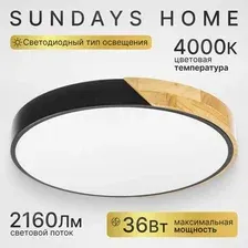 Припотолочная люстра Sundays Home LED 240924-17 5801 (черный/светлое дерево)