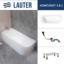 Ванна акриловая Lauter Monaco 170x72.5 / 2113170L (с ножками и сифоном 21Y11021 матовый черный)