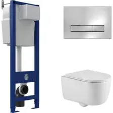 Унитаз подвесной Berges Wasserhaus Tornas Rimless  Atom 410 АТ-043330 (с кнопкой Atom Line хром глянец)