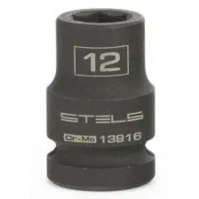 STELS 13916 Головка ударная шестигранная, 12 мм, 1/2", CrMo