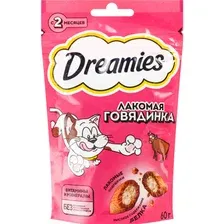 Лакомство для кошек Dreamies для взрослых кошек, говядина, 60 г