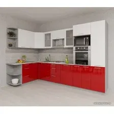 Готовая кухня Интерлиния Мила Gloss 1.68x3.2 левая (белый-красный)