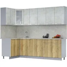 Готовая кухня Интерлиния Мила 12x25 (бетон лайт/дуб золотой/опал светлый)