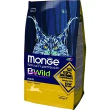 Сухой корм Monge Cat BWild Low Hare, для взрослых кошек, низкозерновой, из мяса зайца, 1.5 кг