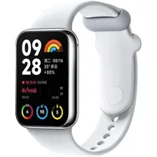 Фитнес-браслет Xiaomi Smart Band 8 Pro (серебристый, с белым силиконовым ремешком, международная вер