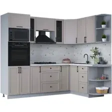 Готовая кухня Интерлиния Тренд 1.68x2.4 ВТ правая (луна/луна/бискайская сосна)