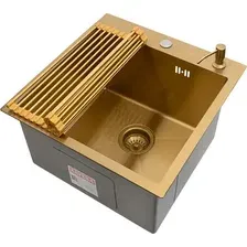 Мойка кухонная Arfeka Eco AR 45x50 + RM AR + DS AR (золото, с аксессуарами)
