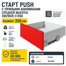Роликовые направляющие Boyard Старт Push с прямыми боковинами средней высоты SB29GR.1/350