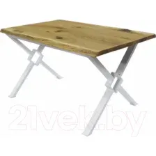 Обеденный стол Buro7 Икс-ромб с обзолом и сучками 150x80x76 (дуб натуральный/белый)