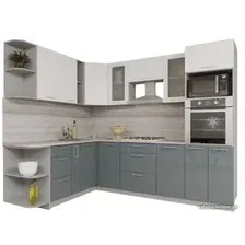 Готовая кухня Интерлиния Мила Gloss 1.88x2.6 левая (белый-асфальт)