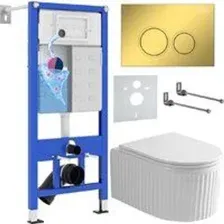 Унитаз подвесной Roxen Royal Matt в комплекте с инсталляцией StounFix Dual Fresh 6 в 1 968254 (кнопк