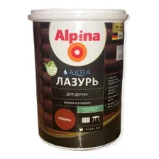 Лак акриловый водно-дисперсионный Alpina Аква Лазурь для дерева цветная, Рябина, 0,9 л/0,90 кг