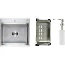 Кухонная мойка Schtoff Best Premium Silver 5550 + коландер K-1 BLACK + дозатор SD-1 SILVER