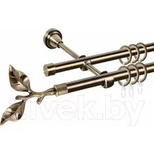 Карниз для штор АС ФОРОС Grace D16Г/16Г  наконечники Лист розы (1.4м, антик)