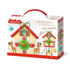 Шнуровки и липучки. "Часы с кукушкой" BABY TOYS 02927