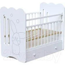 Детская кроватка VDK Sweet Rabbit маятник-ящик (белый)