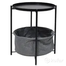 Журнальный столик AksHome Trent (черный с серой корзиной)