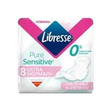 Прокладки Libresse Sensitive Ultra Normal мягкая поверхность 8 шт.