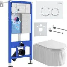Унитаз подвесной Roxen Royal Matt в комплекте с инсталляцией StounFix Dual Fresh 6 в 1 968265 (кнопк