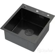 Кухонная мойка ARFEKA ECO AR 450*500 POP-UP BLACK PVD NANO DECOR MILLET GRAINS