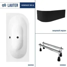 Ванна Lauter Bliss 150х75 L 21201051L (с ножками и лицевым черным экраном)