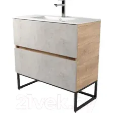Тумба под умывальник Дабер 012 WeltWasser Deilbach 7517-80 / Т12.8W.2.7 (дуб канзас коричневый/бетон чикаго)